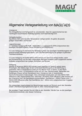 Verlegeanleitung für das MAGU ADS System
